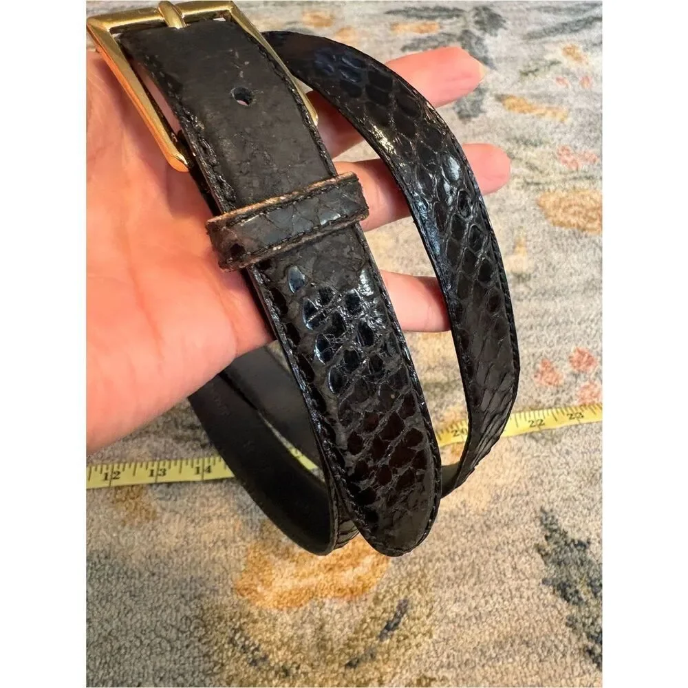 Genuine snakeskin Leather Black Belt 38 Vintage Flaw Alfani
